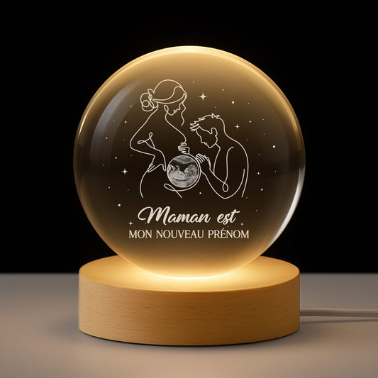 7697LFR1 veilleuse boule de cristal personnalisee photo pour future maman futur papa mon nouveau prenom 7697l6qta