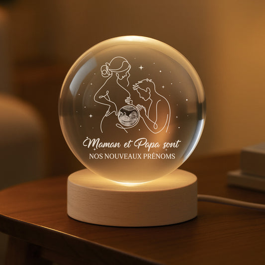 7697LFR2 veilleuse boule de cristal personnalisee photo pour future maman futur papa mon nouveau prenom 7697l6qta