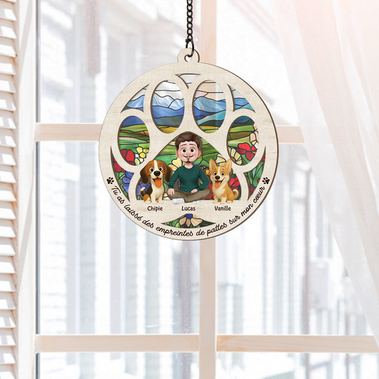 7704UFR2 attrape soleil personnalise en acrylique pattes de chien 7704uctnc