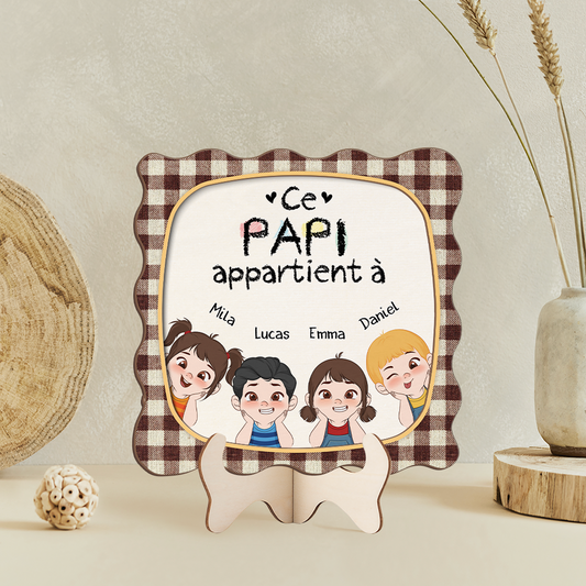 7717QFR2 plaque en bois personnalisee mamie papy appartient a 7717qskab