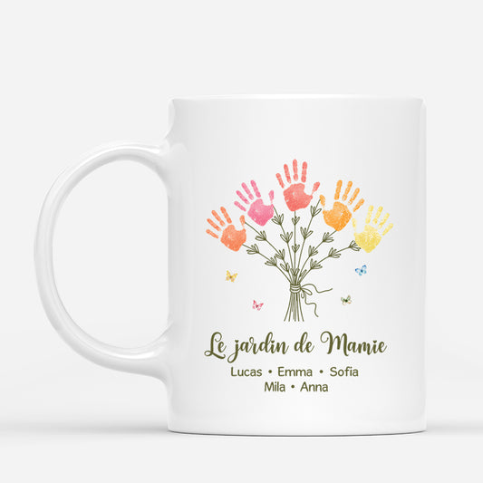 7719MFR1 mug personnalise mamie maman jardin de mamie avec empreintes de main 7719m8lca