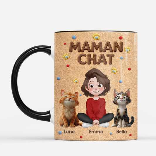 7878MFR2 effet dimpression 3d maman chat avec patte mug personnalise chat 7878mtpzd