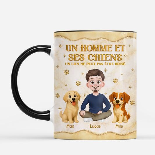 7879MFR2 effet dimpression 3d femme avec son joli chien mug personnalise chien 7879mcpzc