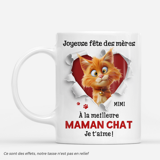 7880MFR1 effet dimpression 3d joyeuse fete des maman chat mug personnalise chat 7880m