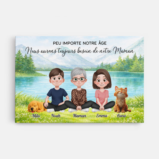 7904CFR1 toujours besoin de notre maman et papa toile personnalisee famile et animaux 7904c8pza