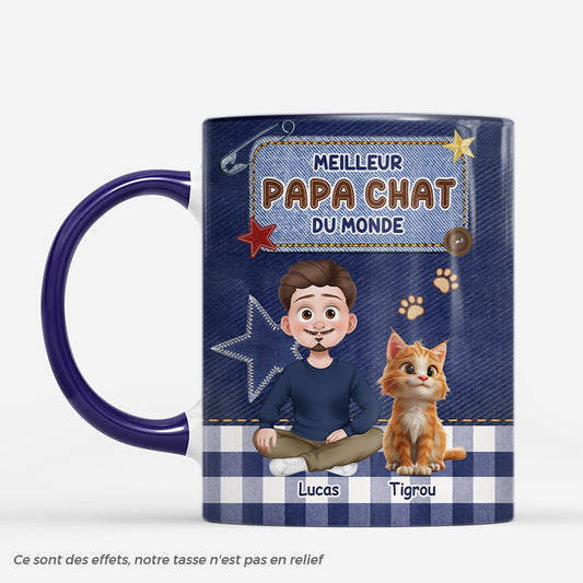 8016MFR1 effet dimpression 3d mug personnalise chat style jean meilleur papa chat 8016mclwd