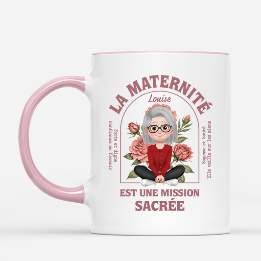 8021MFR2 maternite est une mission sacree mug maman personnalise 8021mceta