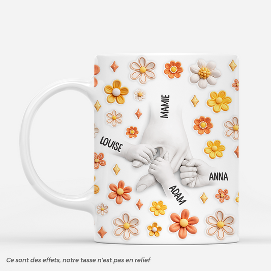8151MFR1 effet dimpression 3d tenir la main de maman mug personnalise mamie maman 8151msfca