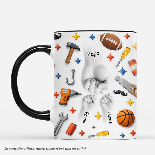 8189MFR1 effet dimpression 3d cadeau papa enfant sport mug personnalisable papa papy 8189mtfab