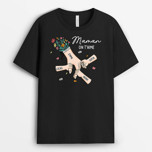 8227AFR1 main dans la main avec enfants tee shirt personnalise maman mamie 8227a6paa
