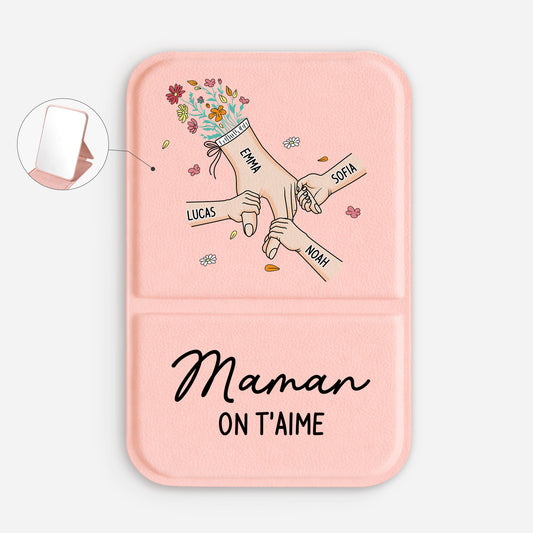 8227AFR1 main dans la main miroir de poche a personnaliser_ maman mamie 8227aj6paa