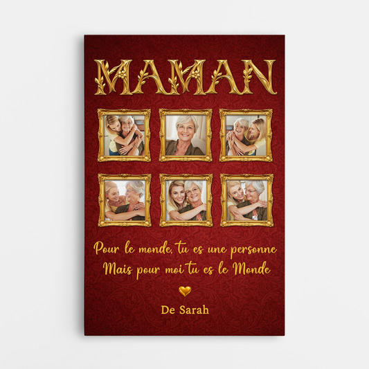 8299CFR1 effet dimpression 3d toile personnalisee mamie maman pour ton enfant tu es le monde 8299cnhwa