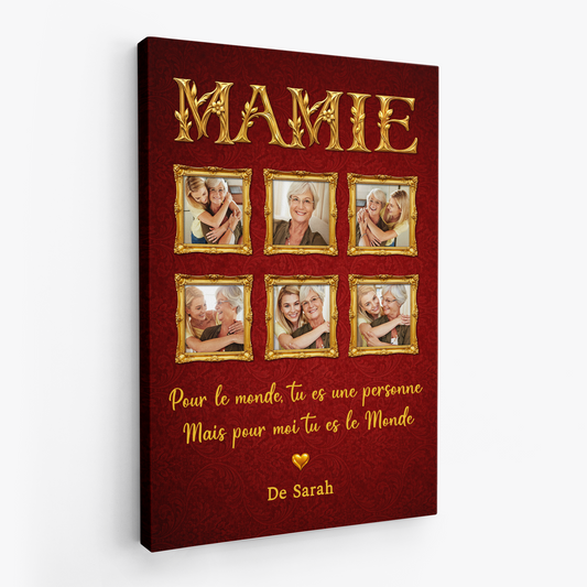 8299CFR2 effet dimpression 3d toile personnalisee mamie maman pour ton enfant tu es le monde 8299cnhwa