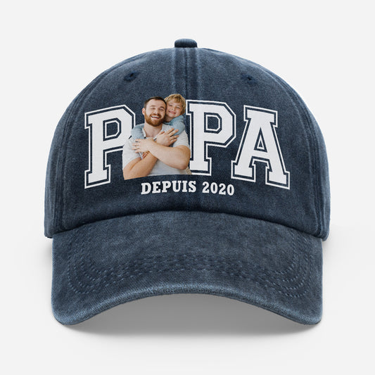 8347AFR1 cadeau papa papy casquette delavee_ personnalisee photo 8347aj3qza