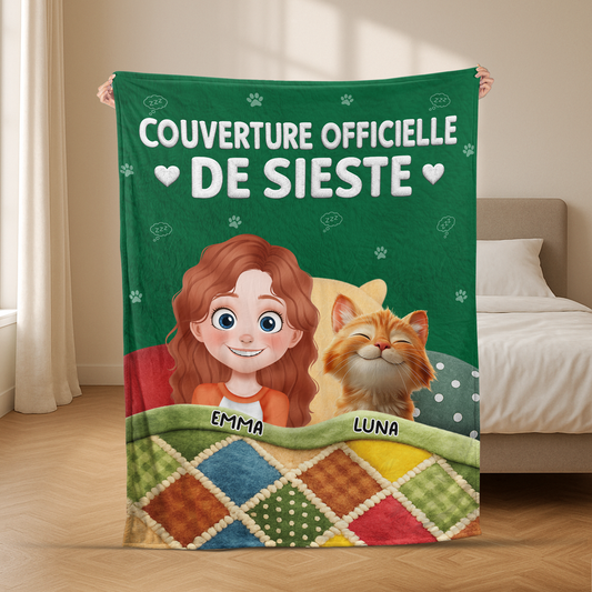 8351BFR2 effet dimpression 3d plaid polaire personnalisable_ couverture officielle avec chat 8351bchmd