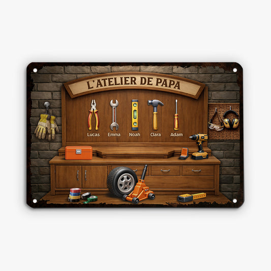 8384EFR1 atelier de papa papy plaque metallique vintage personnalisee 8384esxmb