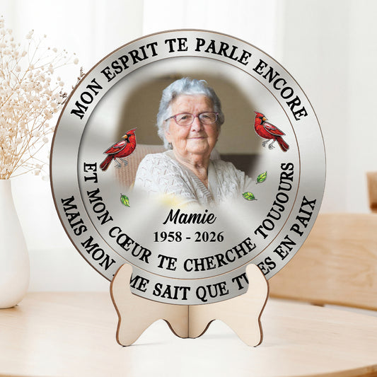 8426QFR2 mon esprit te parle encore plaque bois personnalisee commemorative mamie papy 8426qcpab