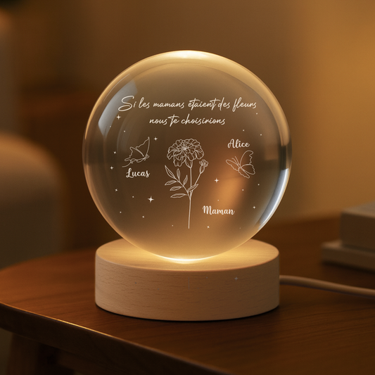 8446LFR2 si maman mamie etait fleur dans le jardin veilleuse boule de cristal personnalisee 8446lsena