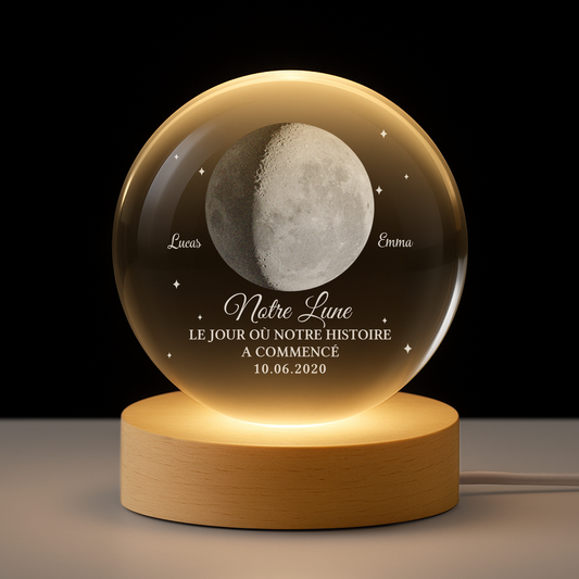 8448LFR1 veilleuse boule de cristal personnalisee couple la nuit notre histoire a commence 8448lshag