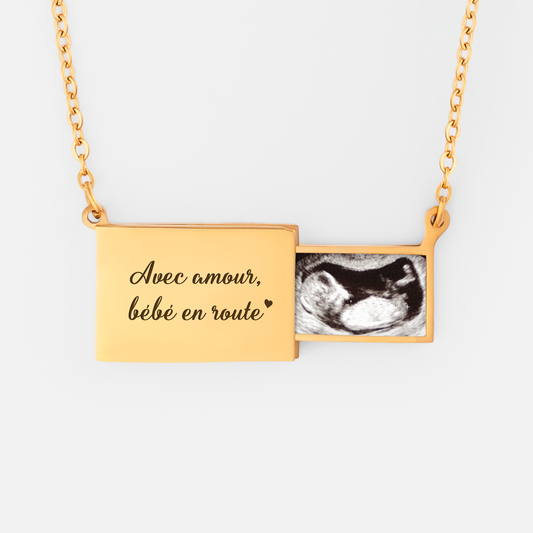 8527JFR1 collier personnalise avec photo amour de bebe en route 8527jch5a