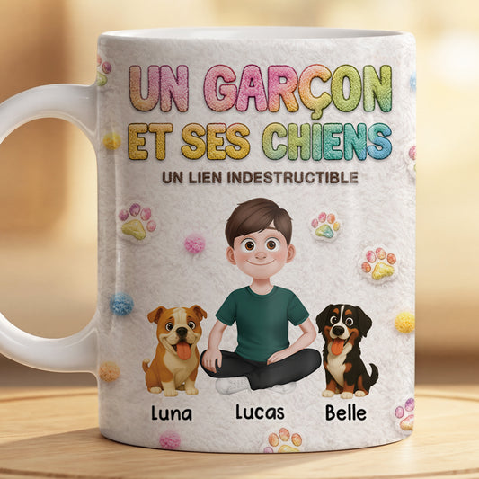 8532MFR2 effet dimpression 3d une fille et son chien mug personnalise dessin 8532mtptc
