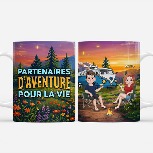 8582MFR1 mug couple personnalise partenaires de camping pour la vie 8582mtcbg