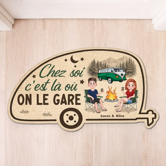 8615AFR1 partenaires de camping paillasson personnalise couple a forme originale 8615adtfhg