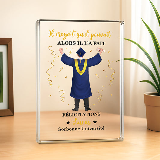 8635RFR2 plaque acrylique personnalisee rectangulaire felicitations cadeau remise de diplome femme homme 8635r6dca