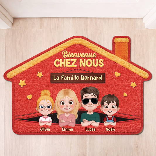 8654AFR1 paillasson forme originale personnalise bienvenue cadeau pour papa et maman 8654adskzi