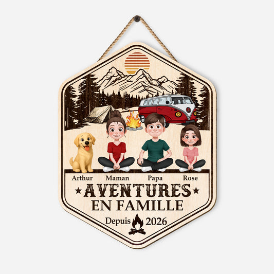 8700QFR1 aventures en famille plaque bois personnalisee couple amoureux du camping 8700qtysi