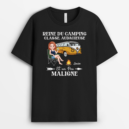 8745AFR1 reine du camping tee shirt personnalise femme 8745a8fca
