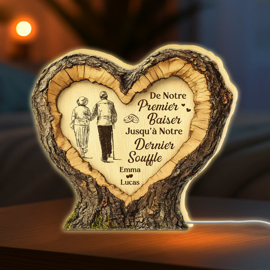 8802LFR1 effet dimpression 3d notre premier baiser lightbox personnalisable couple avec photo 8802lnpag