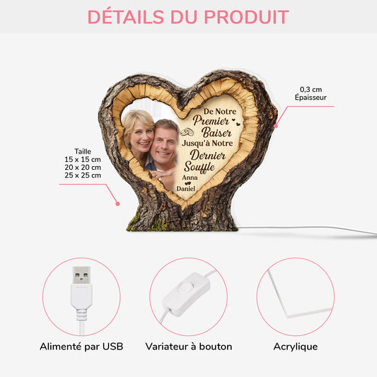 8802LFR2 effet dimpression 3d notre premier baiser lightbox personnalisable couple avec photo 8802lnpag