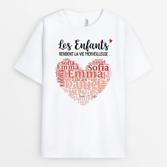 8890AFR1 la vie merveilleuse avec enfants tee shirt personnalise cadeau maman papa 8890asqaa