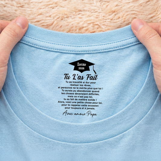 8938AFR2 tee shirt personnalise fille fils avec texte a l_interieur du col blanc cadeau felicitation diplome_ 8938aa8haa