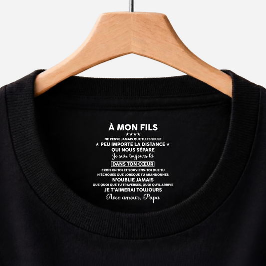 8962AFR1 a mon fils et a ma fille tee shirt personnalise texte a l_interieur du col noir pour femmehomme 8962aatebb