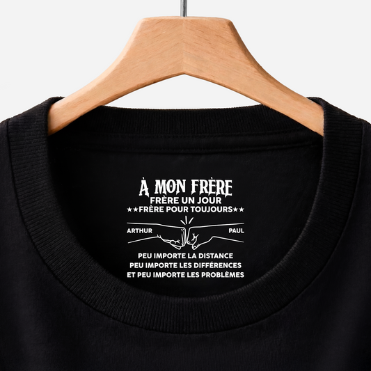 8973AFR1 tee shirt personnalise texte a l_interieur du col noir frere pour toujours 8973aacdbb