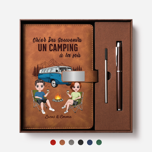 9031MFR1 effet dimpression 3d creer des souvenirs au camping coffret carnet en cuir personnalise couple 9031motfcg