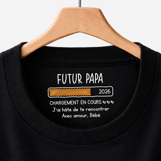 9106AFR1 tee shirt personnalise texte a l_interieur du col noir cadeau futur papa future maman future mamie futur papy 9106aa8l5a