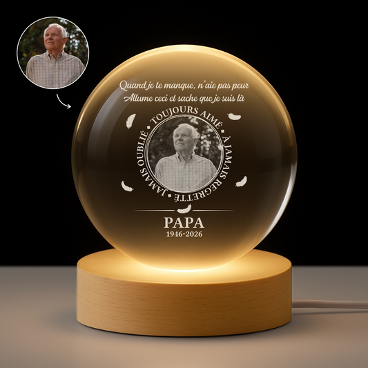9169LFR1 maman papa tu me manques boule de cristal personnalisee photo commemorative 9169lsfcb