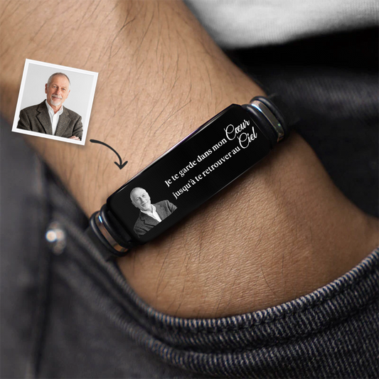 9187JFR2 un calin de maman et papa bracelet photo personnalise commemoratif 9187j3fca