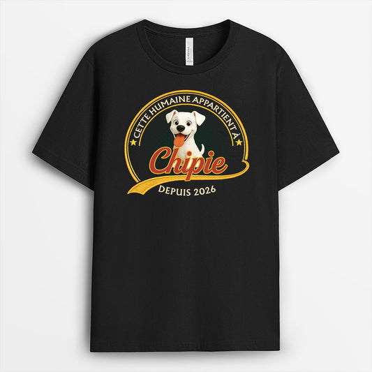 9203AFR1 cet humain appartient a son chien t shirt personnalise chien dessin 9203aaysc