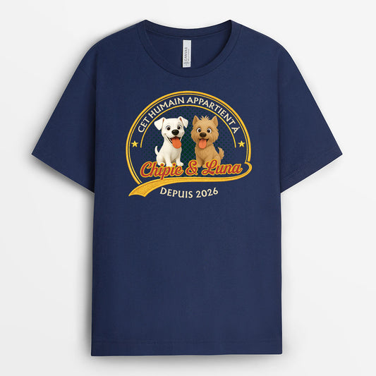 9203AFR2 cet humain appartient a son chien t shirt personnalise chien dessin 9203aaysc