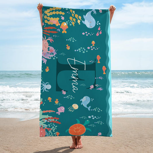 9262BFR2 serviette plage personnalisee enfant_ cadeau ete pour enfant 9262bcckk