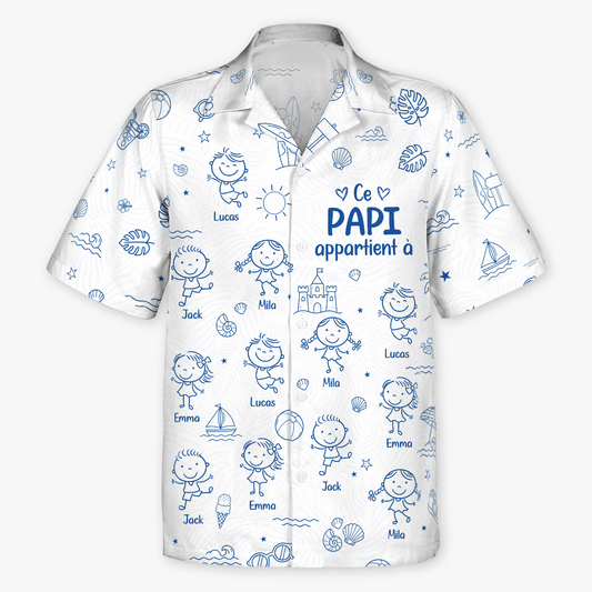 9272AFR1 chemise hawaienne personnalisee_ pour ete style toile bleue mamie papy appartient a 9272aaskaa