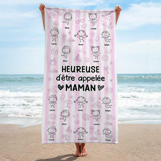 9273BFR2 serviette plage personnalisee_ pour ete appelee mamie et maman 9273bskna
