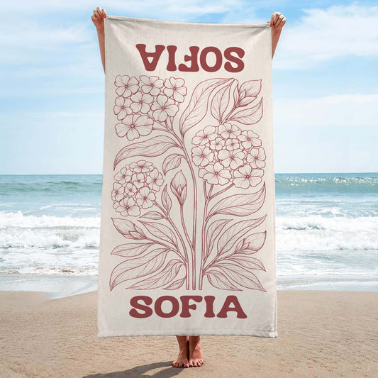 9279BFR1 cadeau ete femme_ serviette de plage personnalisable_ avec fleur 9279bavca_1