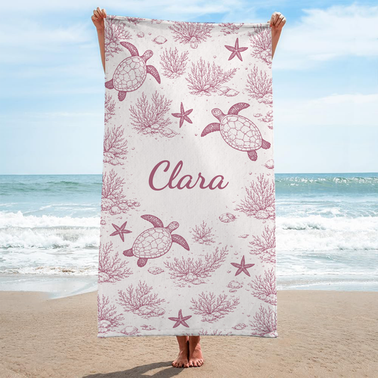9283BFR2 cadeau ete femme serviette de plage personnalisee prenom_ et dessin tortue 9283bneza