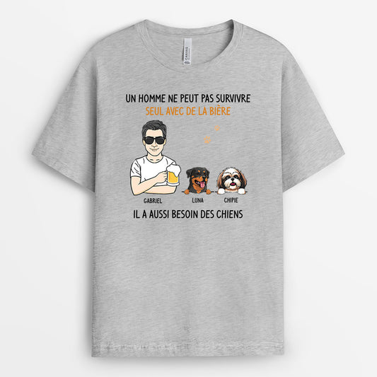 0010A010BFR2 cadeau Personalisable T shirt chiens homme