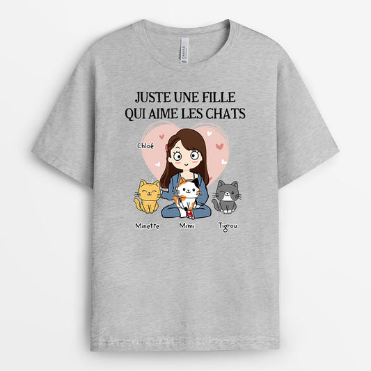 0011A040DFR4 cadeau Personalisable T shirt chats fille